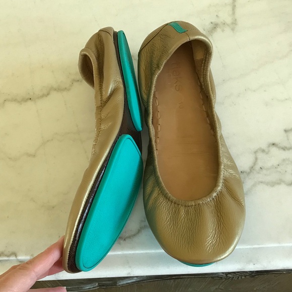 TIEKS METALLIC GOLD BALLET FLATS - Picture 10 of 12